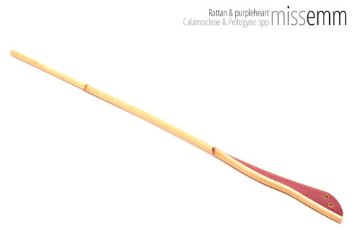 Handmade bdsm toys | Rattan cane | By kink artisan Miss Emm | The cane shaft is rattan cane and the handle has been handcrafted from purpleheart with brass details.