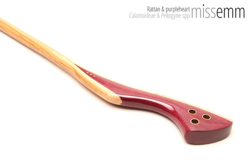 Handmade bdsm toys | Rattan cane | By kink artisan Miss Emm | The cane shaft is rattan cane and the handle has been handcrafted from purpleheart with brass details.