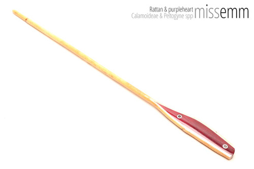 Handmade bdsm toys | Rattan cane | By kink artisan Miss Emm | The cane shaft is rattan cane and the handle has been handcrafted from purpleheart with aluminium details.