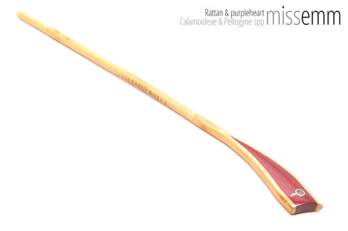 Handmade bdsm toys | Rattan cane | By kink artisan Miss Emm | The cane shaft is rattan cane and the handle has been handcrafted from purpleheart with aluminium details.