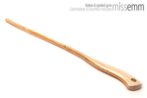 Handmade bdsm toys | Rattan cane | By kink artisan Miss Emm | The cane shaft is rattan cane and the handle has been handcrafted from spotted gum with brass details.