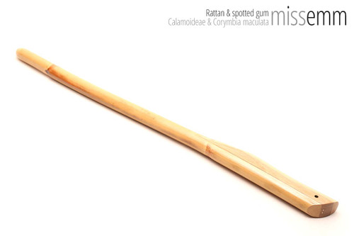 Handmade bdsm toys | Rattan cane | By kink artisan Miss Emm | The cane shaft is rattan cane and the handle has been handcrafted from spotted gum with brass details.