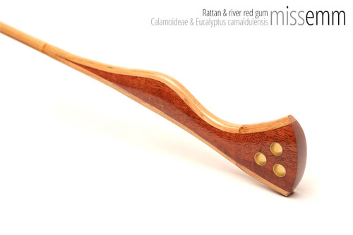 Handmade bdsm toys | Rattan cane | By kink artisan Miss Emm | The cane shaft is rattan cane and the handle has been handcrafted from river red gum with brass details.