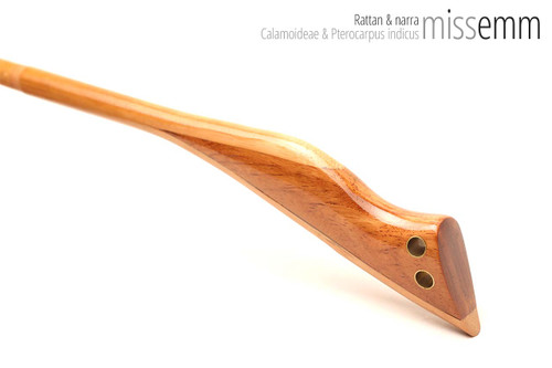 Handmade bdsm toys | Rattan cane | By kink artisan Miss Emm | The cane shaft is rattan cane and the handle has been handcrafted from narra with brass details.