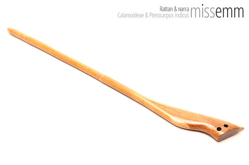 Handmade bdsm toys | Rattan cane | By kink artisan Miss Emm | The cane shaft is rattan cane and the handle has been handcrafted from narra with brass details.