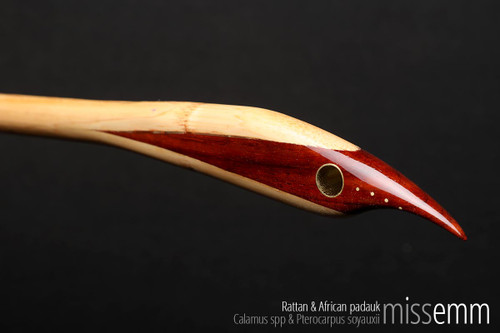 Unique bdsm discipline toys | Long thick rattan cane | By Australian kink artisan Miss Emm | Handcrafted from rattan and African padauk, with brass details.