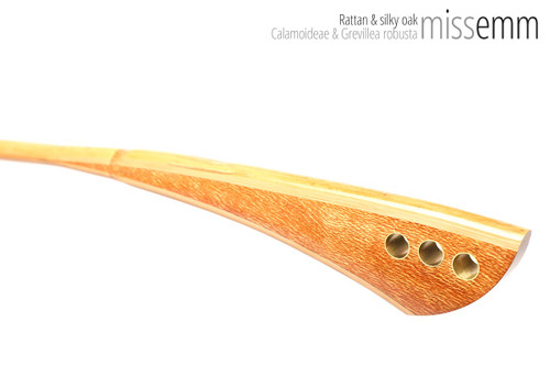 Unique handcrafted bdsm toys | Rattan spanking cane | By kink artisan Miss Emm | The shaft is rattan cane and the handle has been handcrafted from silky oak with brass details.