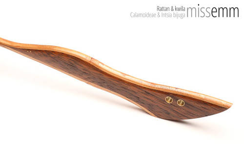 Unique handcrafted bdsm toys | Rattan spanking cane | By kink artisan Miss Emm | The shaft is rattan cane and the handle has been handcrafted from Kwila with brass details.