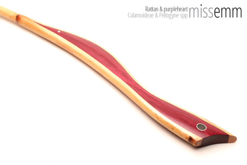 Unique handcrafted bdsm toys | Rattan spanking cane | By kink artisan Miss Emm | The shaft is rattan cane and the handle has been handcrafted from purpleheart with aluminium details.