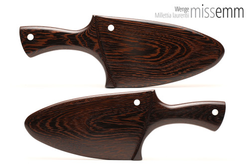 Unique handcrafted bdsm toys | Wooden spanking paddle | By kink artisan Miss Emm | Made from wenge with aluminium details.