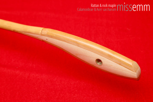 Handmade bdsm toys | Rattan cane | By kink artisan Miss Emm | The cane shaft is rattan cane and the handle has been handcrafted from rock maple with brass details.