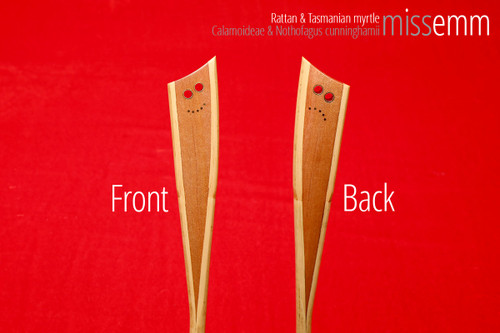Handmade bdsm toys | Rattan cane | By kink artisan Miss Emm | The cane shaft is rattan cane and the handle has been handcrafted from myrtle with brass details.