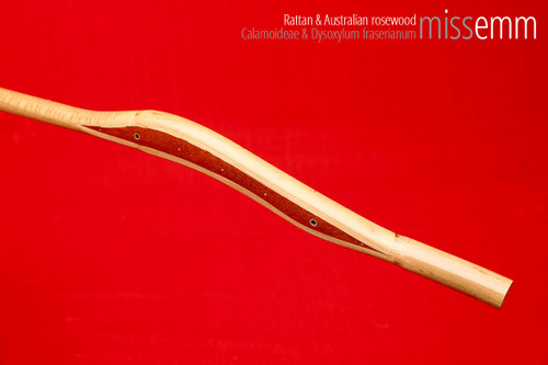 Handmade bdsm toys | Rattan cane | By kink artisan Miss Emm | The cane shaft is rattan cane and the handle has been handcrafted from Australian rosewood with brass details.