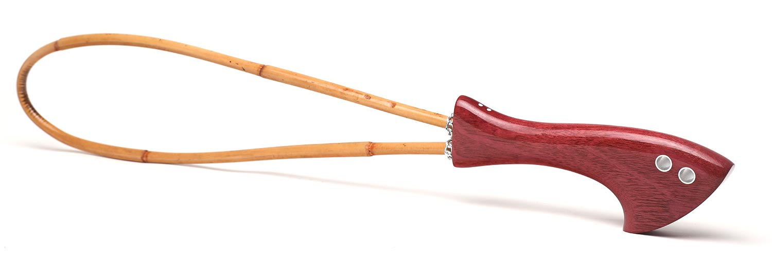 Handcrafted BDSM spanking cane | Rattan loop cane with purpleheart handle
