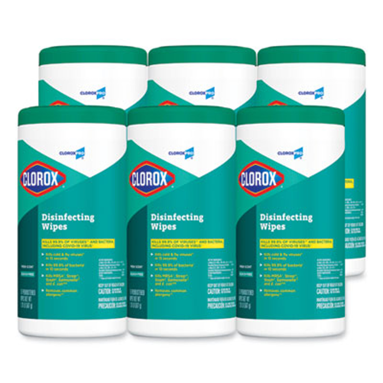 CLOROX DISINFECTING AND CLEANING WIPES FRESH SCENT, BLEACH-FREE 7 X 8  SHEET SIZE, 6 TUBS OF 75 WIPES PER CASE