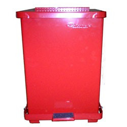 White Metal Step-On Trash Can - Viking Janitor Supplies