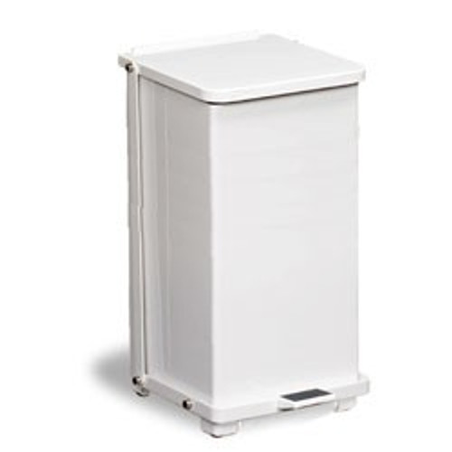24 Gallon Metal Step-On Trash Can White with Retaining Band
