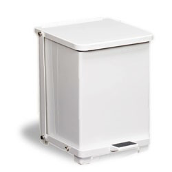 12 Gallon Metal Step-On Trash Can White with Plastic Liner | Viking Janitor Supplies