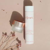 Two skincare products from Fleur's: a jar of Golden Cream and a bottle of Magnolia Water Micellar Toning Cleanser, set against a soft background.