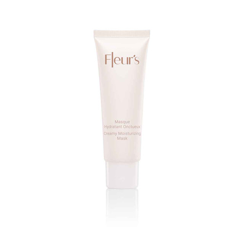 A white tube of creamy moisturizing mask labeled "Fleur's" with a sleek design. A white tube of creamy moisturizing mask labeled "Fleur's" with a sleek design.
