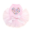 Heart with Multicolor Rhinestud Hearts pink dog tutu for large and small dogs.