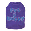 Fat & Happy dog tank for large and small dogs.
6" X 4" design with blue & clear rhinestones.