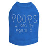 Poops I Did It Again dog tank for large and small dogs.
5" X 4" design in clear rhinestones.