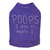 Poops I Did It Again dog tank for large and small dogs.
5" X 4" design in clear rhinestones.