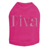 Diva # 4 dog tank for large and small dogs.
4.5" X 2"design with pink & AB iridescent rhinestones.