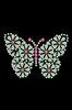 2.5" X 1.75" design with green nailheads & fuchsia Swarovski rhinestones.