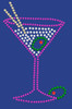 Martini (Fuchsia with Clear Rhinestones) - Women's T-shirt