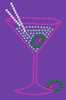 Martini (Fuchsia with Blue Rhinestones) - Women's T-shirt
