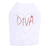 Diva Heart Rhinestone dog tank for large and small dogs.
6" X 5" design with red & clear rhinestones.