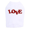 Love - Red Glitter Rhinestone dog tank for large and small dogs.
1.5" X 4" design with red glitter & clear rhinestones.