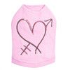 Pink Sequin Heart with Arrow Rhinestone dog tank for large and small dogs.