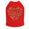 Red & Gold Nailhead Hearts Rhinestone dog tank for large and small dogs.