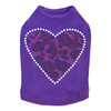 Fuchsia Leopard Heart Rhinestone dog tank for large and small dogs.