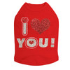 I Love You #2 Rhinestone dog tank for large and small dogs.