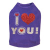 I Love You #2 Rhinestone dog tank for large and small dogs.