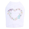 Spring Flower & Bird Heart Rhinestone dog tank for large and small dogs.