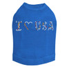 I Love USA - Multicolor Rhinestones dog tank for large and small dogs.