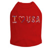 I Love USA - Multicolor Rhinestones dog tank for large and small dogs.