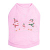 Penguin Family with Snowflakes - Pink Dog Tank