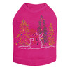 Snowman in Trees - Fuchsia Dog Tank