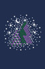 Purple & Green Christmas Trees with Austrian crystal Snowflakes  - Women's T-shirt