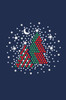 Red & Green Christmas Trees with Austrian crystal Snowflakes - Navy Women's T-shirt