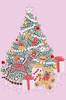 Christmas Tree #2 with Teddy Bear - Light Pink Bandana