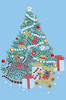 Christmas Tree #2 with Teddy Bear - Light Blue Bandana