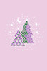 Purple & Green Christmas Trees with Austrian crystal Snowflakes - Light Pink Bandana