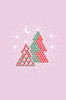 Red & Green Christmas Trees with Austrian crystal Snowflakes - Light Pink Bandana